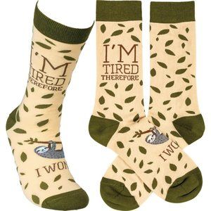 NEW "I'm Tired Therefore I Won't" SLOTH SOCKS from Primitives by Kathy